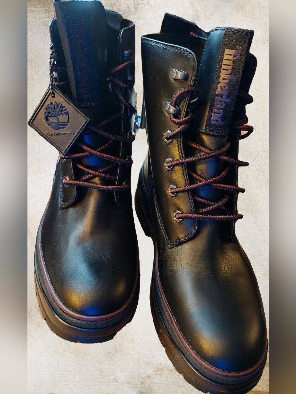 Timberland Malynn EK+ Waterproof Mid Lace Leather Combat Boots - Black - 9.5 NIB